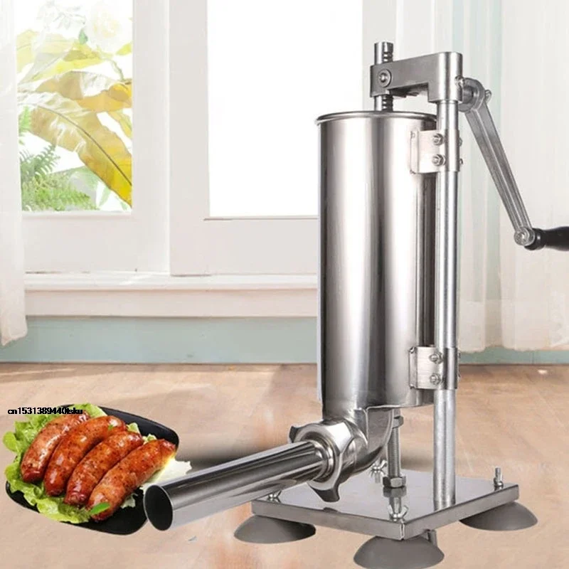 

Vertical Hand Crank Stainless Steel Sausage Stuffer for Household Use Commercial Stuffing Machine Kitchen Tool