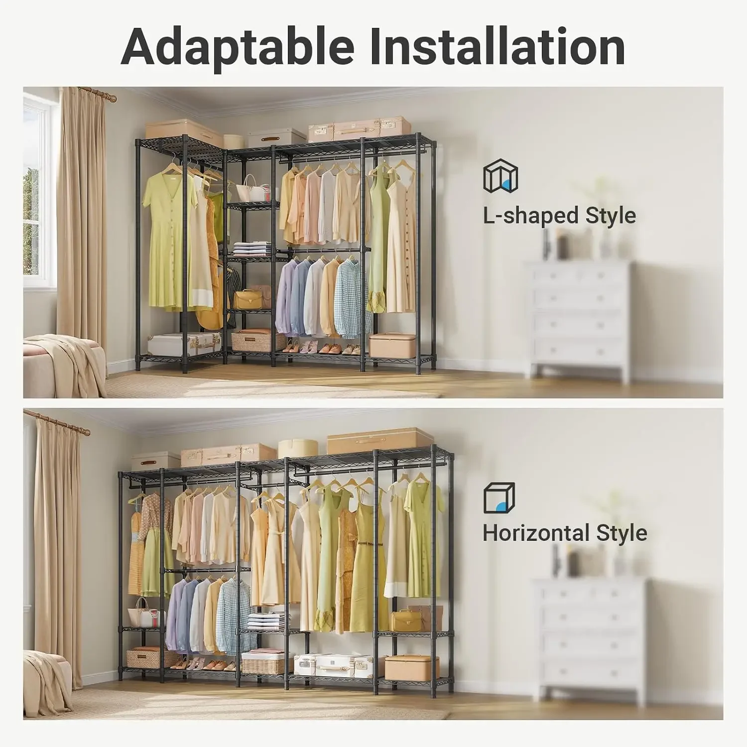Heavy Duty Widened Frame Rolling Metal Garment Storage Organizer Lockable Casters Dust Proof Cover Black Household Portable Open Wardrobe System For Daily Clothing Hanging Storage