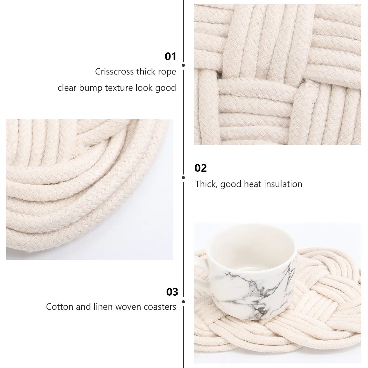 Cotton Thread Weave Coaster Non-Slip Placemat Oval White Hot Insulation Pad Tableware Mat Decorative Table Protection for Home