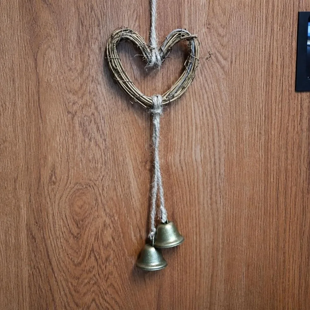 Star Heart Christmas Bell Hanging Decoration Brown Door Hanging Drop Ornament Balcony Decoration DIY Hanging Decorative Bell