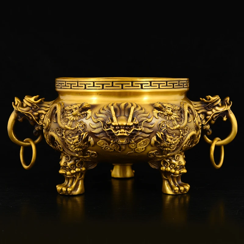 Brass Dragon Incense Burner - High-Value Home Decor Sculpture for Living Room, Exquisite Craftsmanship & Collectible Item