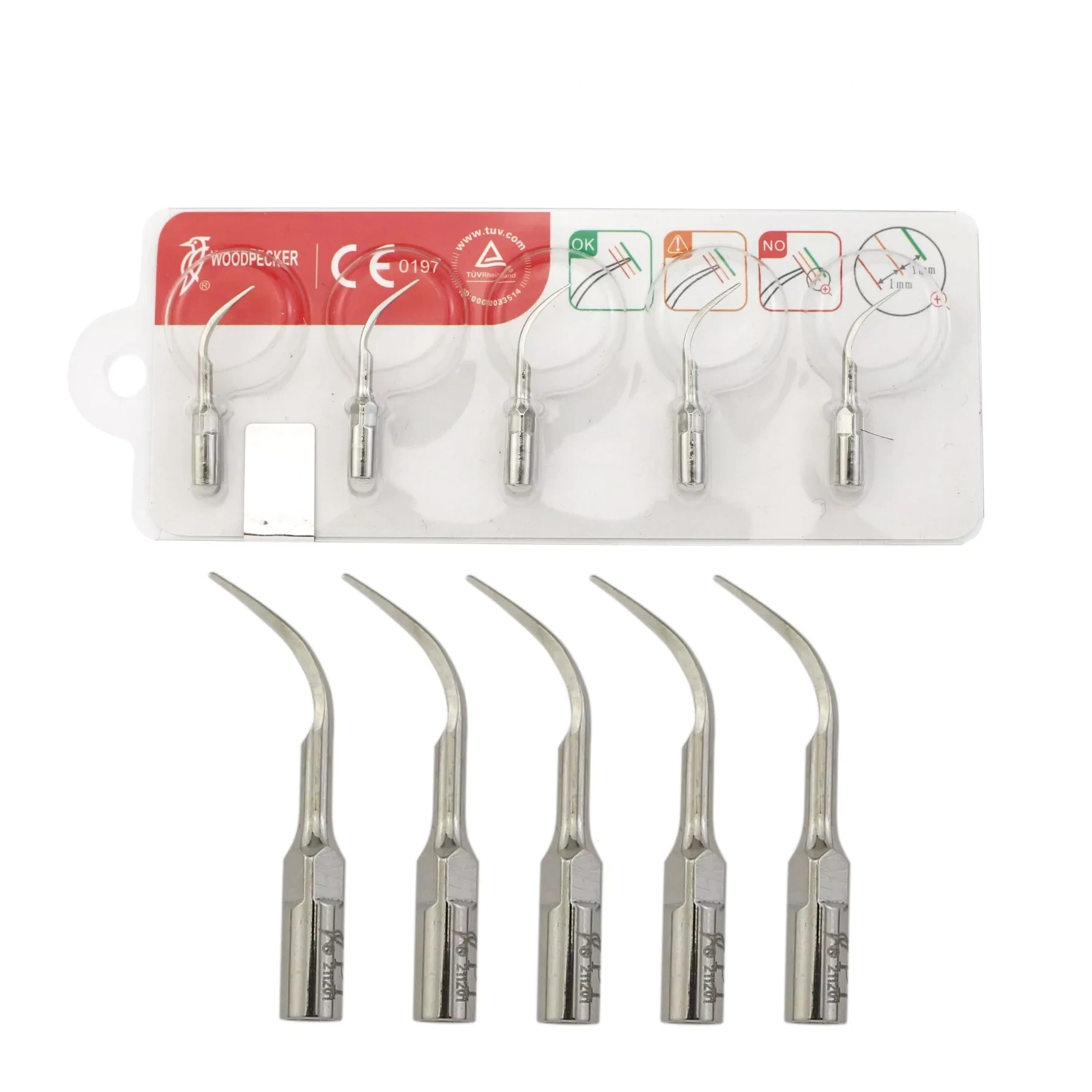 5Pcs Woodpecker Dental Ultrasonic Scaler Tips Slim P1 Perio Scaling fit EMS UDS — zdjęcie 2