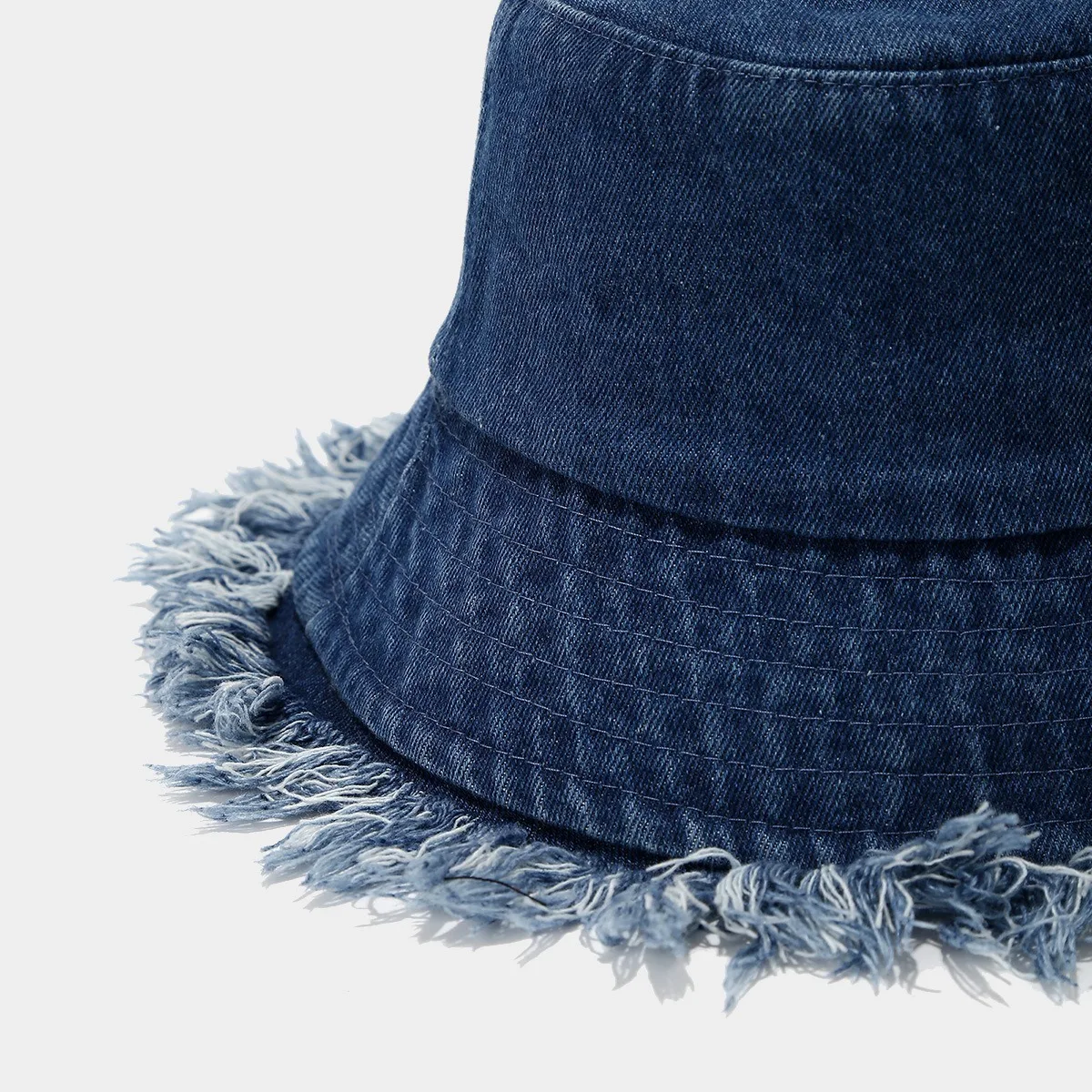 Unisex Trendy Autumn Solid Tassel Edge Washed Denim Summer Bucket Hat For Women Best Matched Sunshade Beach Fisherman Cap Gift