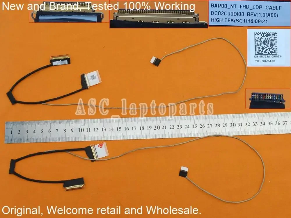 New Original LCD LED Video Flex Cable For DELL Alienware 13 R3 FHD Laptop Screen Display Cable DC02C00DI00 0N732W