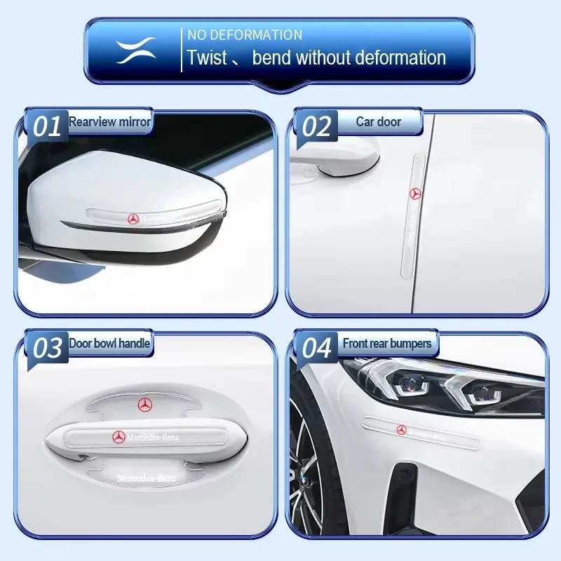 4/8個入り 透明 車のドアハンドル 傷防止 プロテクター ステッカー フィルム ベンツ ブラバス AMG W169 W177 W204 W213 W214 W221 W222用