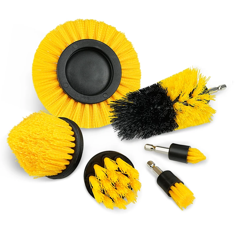 3/4/5/6Pcs Electric Scrubber Brush Drill Brush Kit Power Drills Scrubber Brush For Carpet Glass Car Tires Nylon Brush