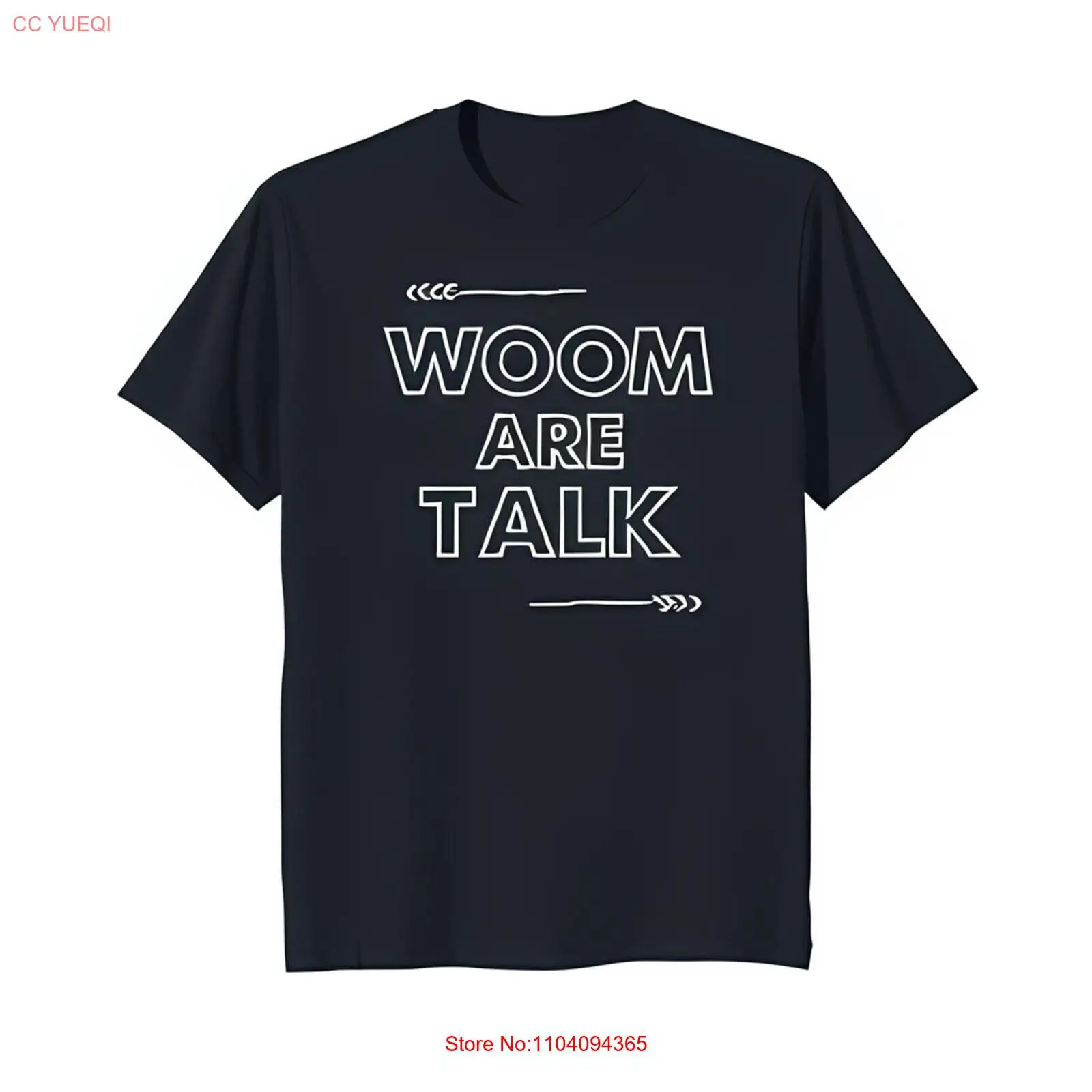 

Жирная черная футболка с графическим дизайном «WOOM ARE TALK» и коротким рукавом с вырезом