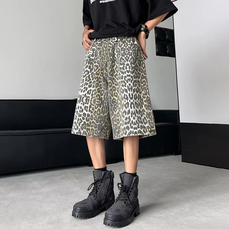 LUZHEN Leopard Print Design Personality Trendy Seven-point Pants 2024 Korean Original New Men Fashion Street Men's Shorts LZ3181