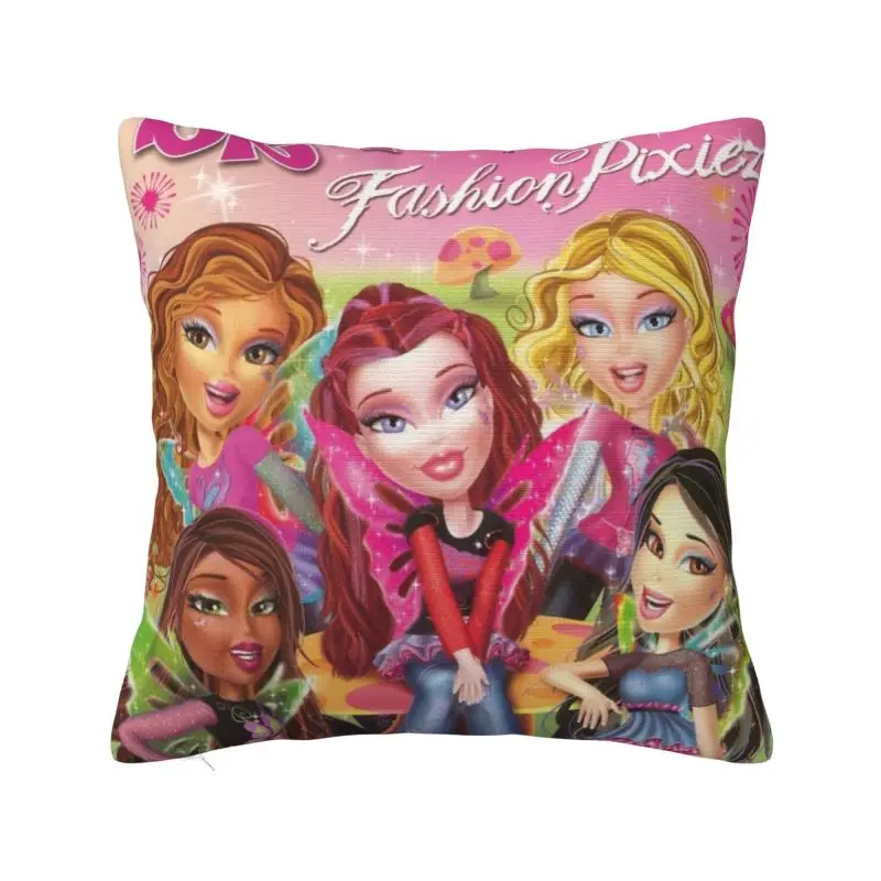 Bratz Doll Cushion Cover 40x40cm Tv Movie Cartoon Soft Modern Pillow Cases for Car Sofa