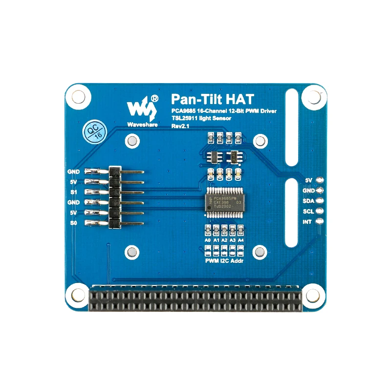 Raspberry Pi two degrees of freedom PTZ expansion board onboard PCA9685 TSL2581 ambient light sensor module