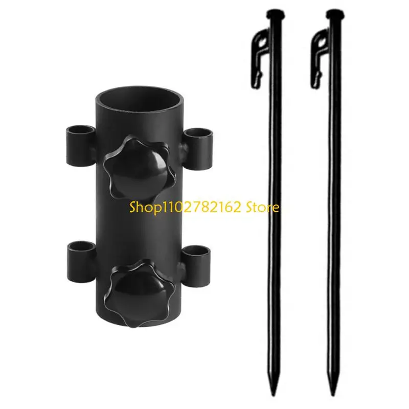 547B Camping Tent Rod Holder Adjustable Tent Awning Rod Holder Canopy Rod Fixed Tube Stand with Tent Pegs Easy to Install
