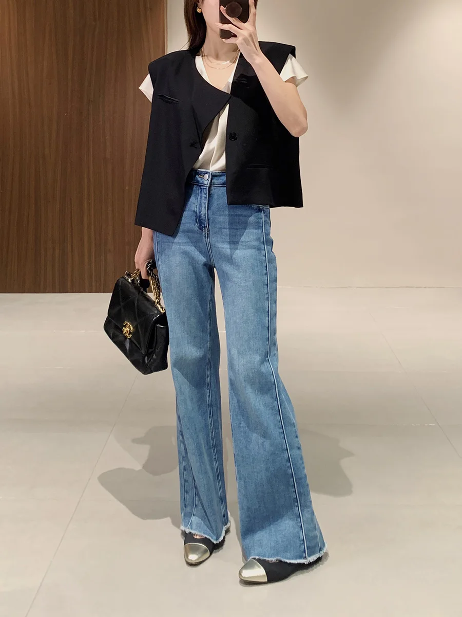 

Комплект из шелковых жилетов Duetto с асимметричным дизайном, модный новый комплект из 35-миллиметрового натурального шелка, женский модный комплект весна 2023