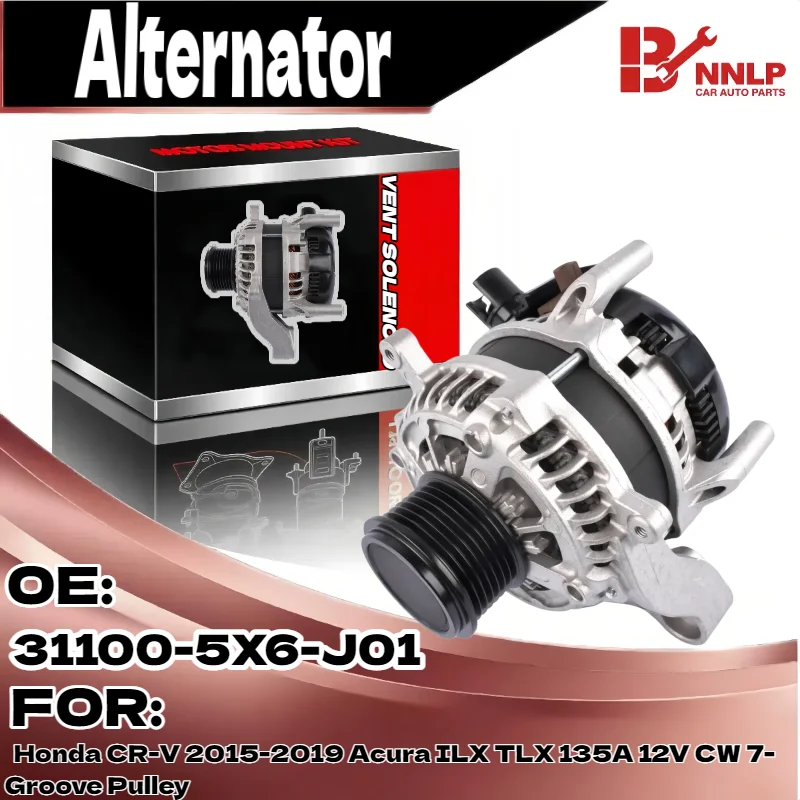 

Alternator for Honda CR-V 2015-2019 Acura ILX TLX 135A 12V CW 7-Groove Pulley 31100-5X6-J01