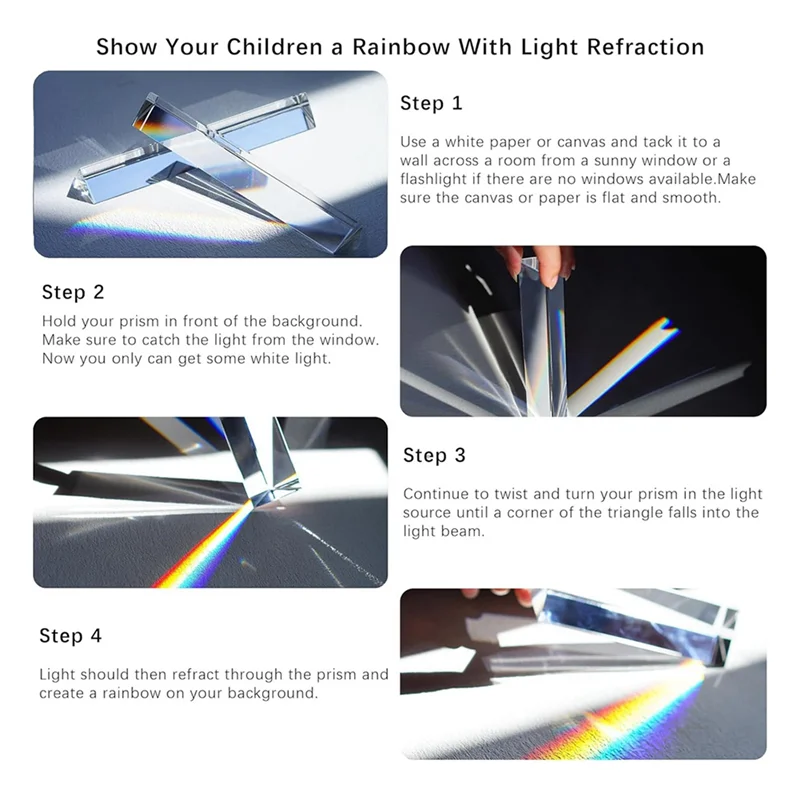 

4Pcs 6 Inch Clear Optical Lens Glass Triangular Prism For Photography Science Classroom Rainbow Maker Art Decor-A50M