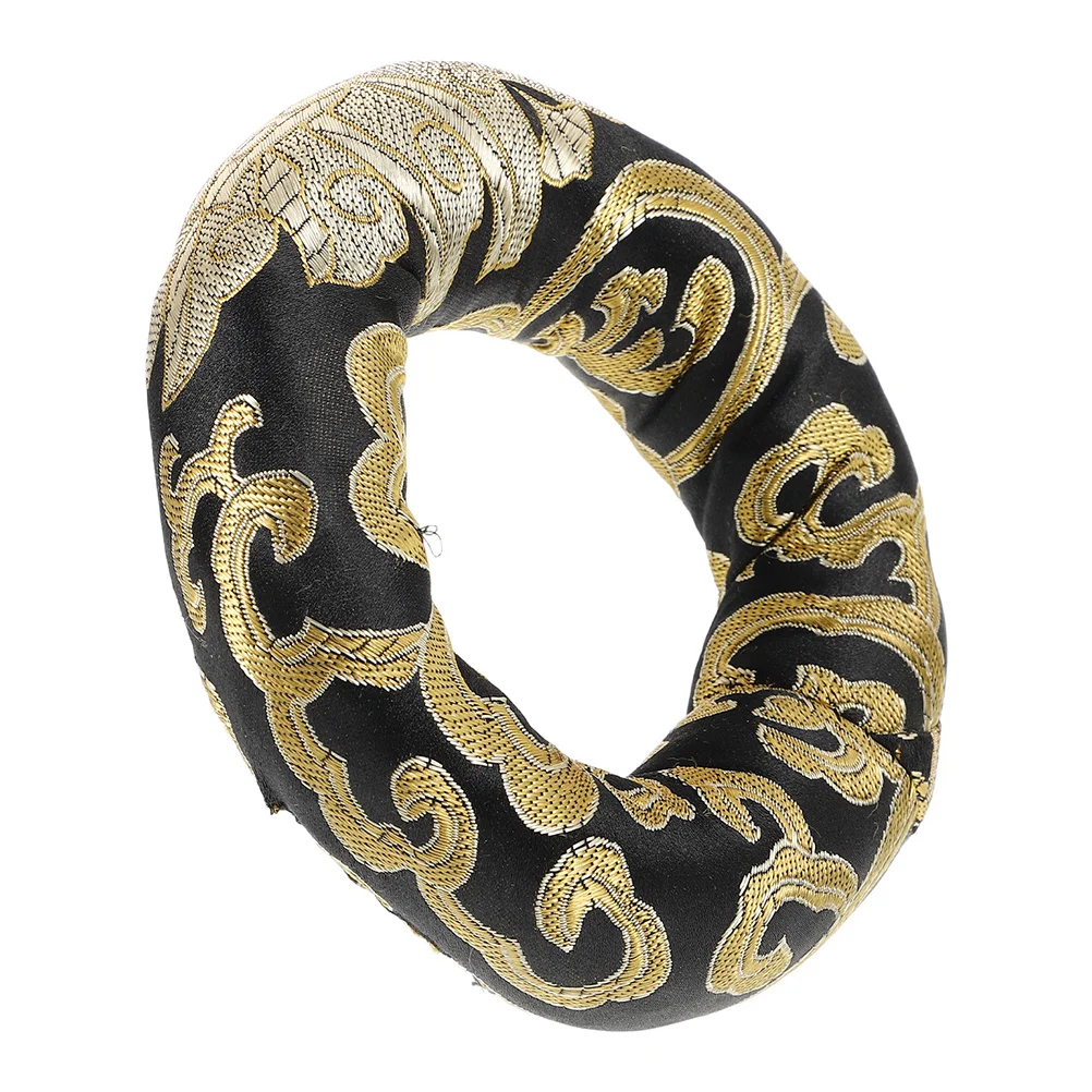 

Singing Bowl Silk Cushion Handmade Embroidered 10Cm Round Pad for Yoga Sound Baths Meditation Decorative Item Round Silk Cushion