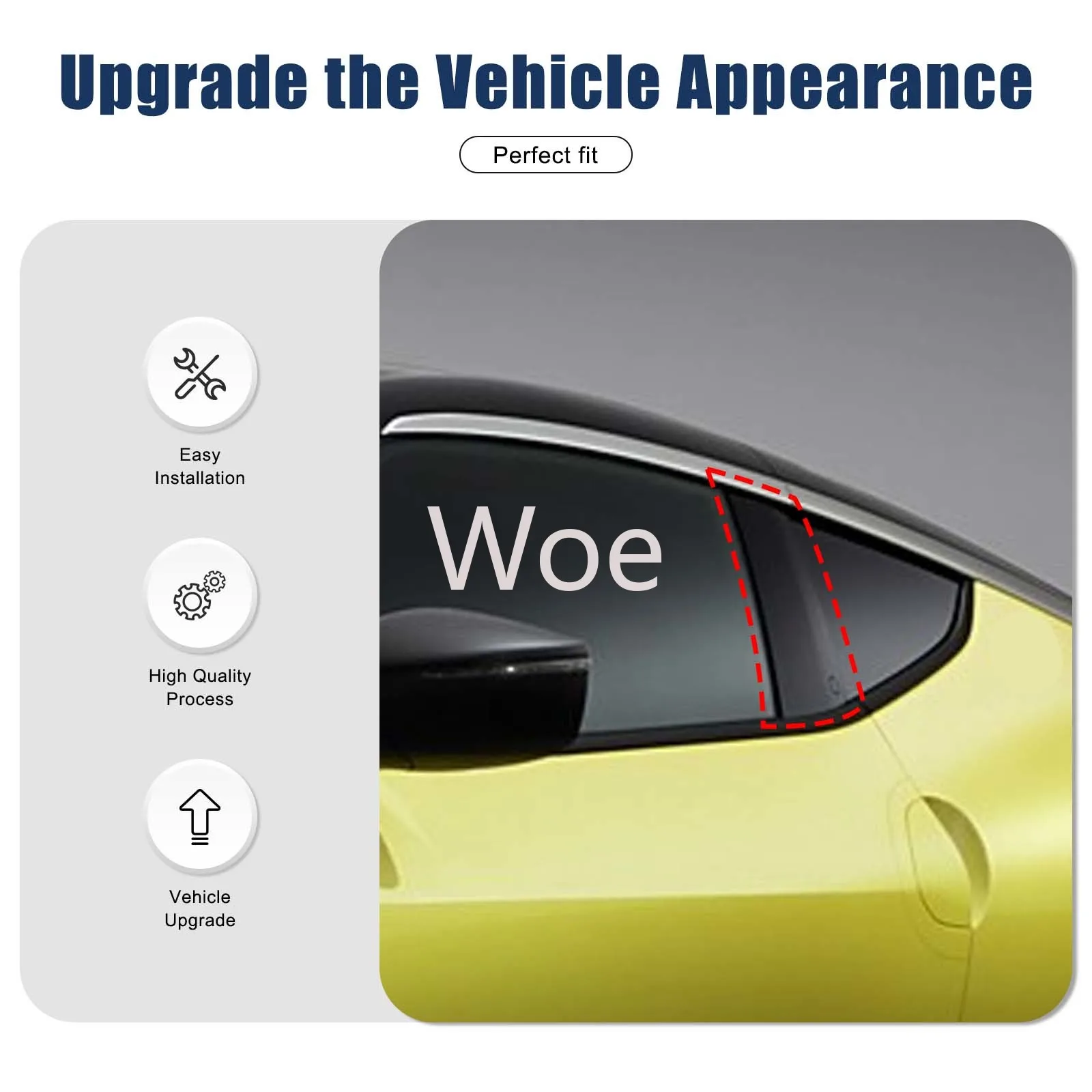 WoeFor Nissan 400Z mid-column decorative panel, automotive window mid-column decorative accessories, real carbon fiber 2pcs