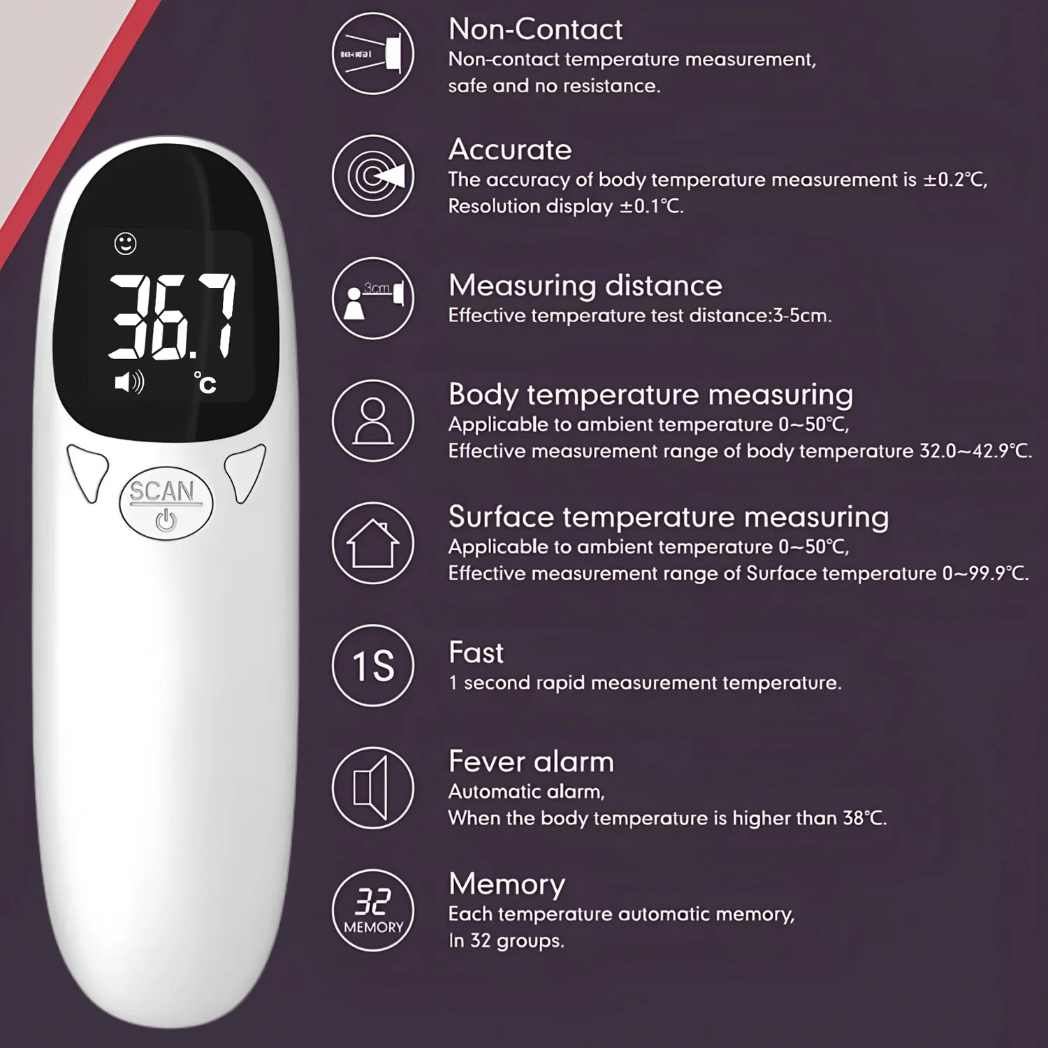 Digitales Ohrthermometer für Haustiere Berührungsloses Elektronisches Temperaturmessgerät für Hunde Katzen Welpen Veterinärbedarf – Detail 3