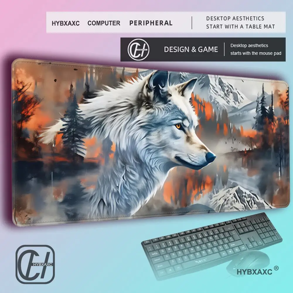 HYBXAXC Wolf River Pattern Gaming Mouse Pad High-Quality Print Anti-slip Rubber Mat for Laptop Office