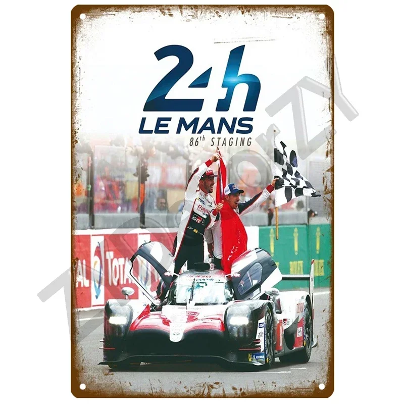 24H Lemans Poster Vintage Racing Car Tin Sign Wall Decor Bar Garage Shabby Metal Board Painting Pin Up Signs Decor Plate Plaque