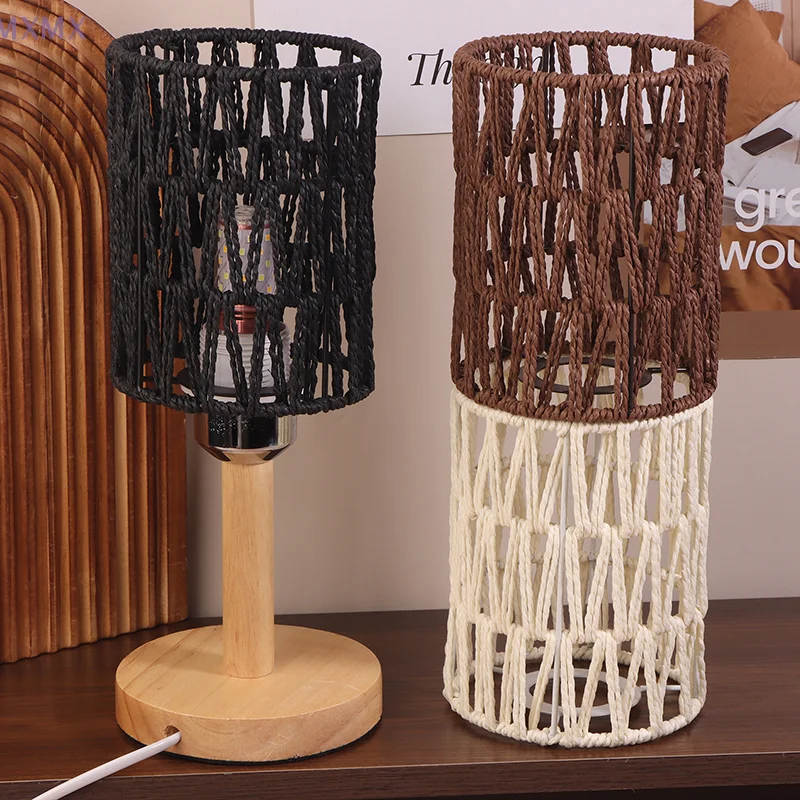 Bohemian Style Handwoven Rattan Lampshade 11.5x14.5CM Ceiling Lamp Light Cover For Home Cafe Hotel Decoration