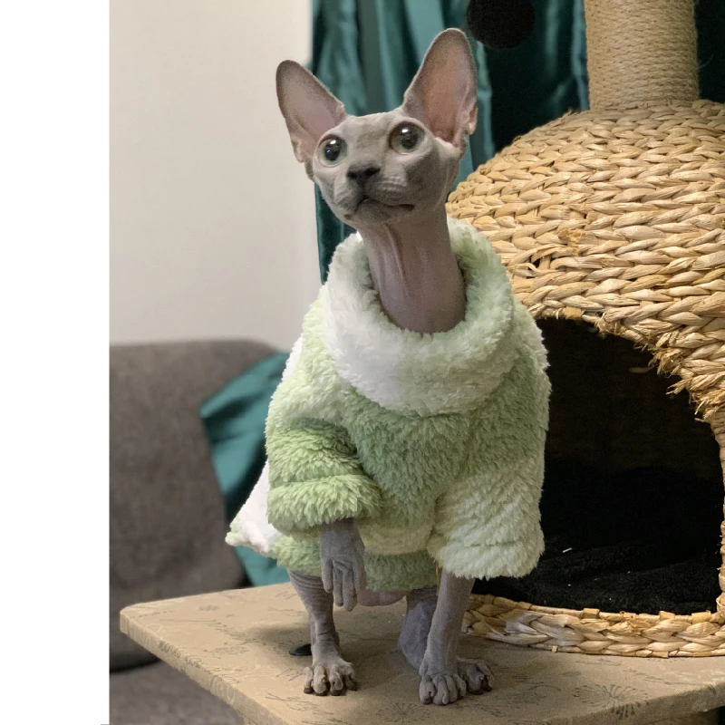 Winter Sphinx Cats Clothes Fleece Kittens Jumpsuit Warm Clothing For Sphynx Pet Costumes Plus Velvet Thickening DevonRex Ragdoll