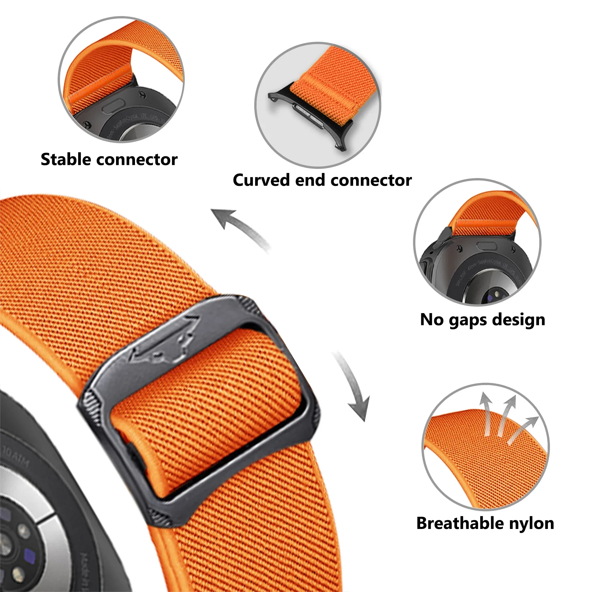 Bracelet à boucle en nylon pour Samsung Galaxy Watch, bracelet de sport, bracelet à ajustement rapide, sans espace, Ultra 47mm