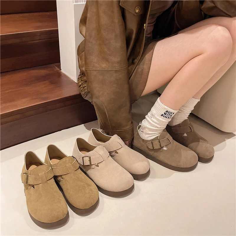 New Style Fashion Woman Luxury Shoes Autumn Winter One-pedal Lamb Hair Flats Peas Shoes Women's Cotton Casual Shoes To Keep Warm