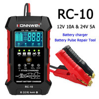 KONNWEI RC-10 Car Battery Charger Full Automatic Fast Charging Pulse Repair Battery Charger 12V 10 A 24V 5A Emergency Tools