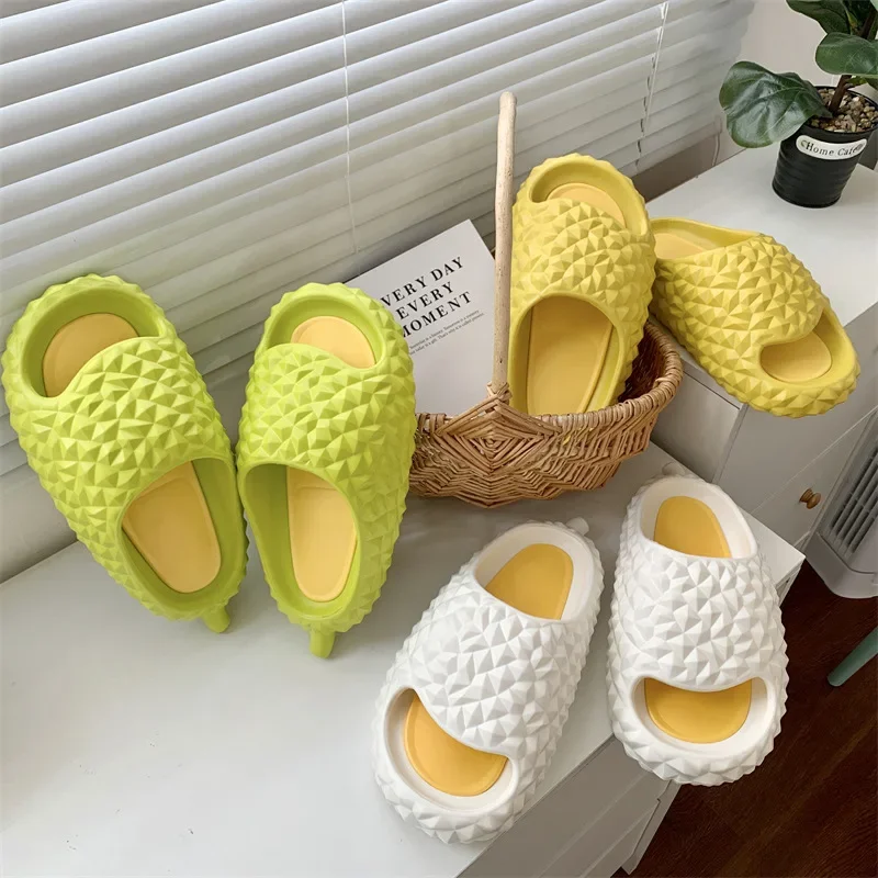 Funny Durian Slippers Thick Bottom EVA Couple Sandal for Men Women Platform Anti-Slip Sandals Soft Casual Bathroom Flip Flops