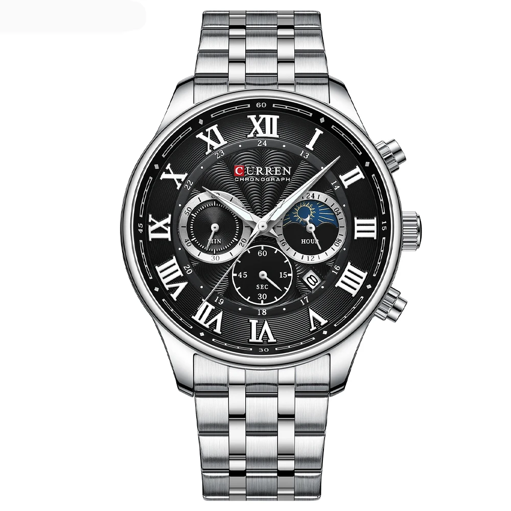 Curren casual neue Herren uhren mit Datum klassischen Chronographen Edelstahl Armbanduhren mit leuchtenden Zeigern männliche Uhr 9