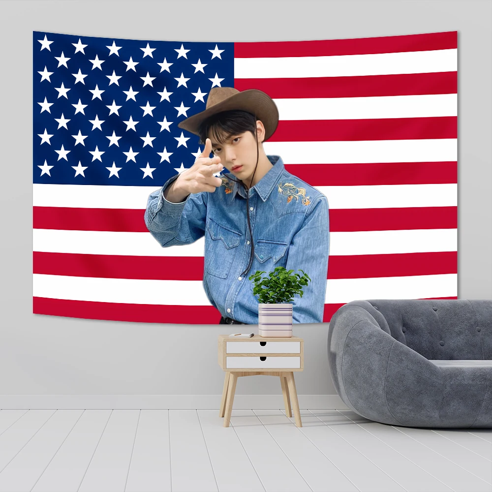 Soobin America Flag Funny Tapestry 3x5 FT Room Decoration Tapestry  College Dorm Room Guys Man Cave Bedroom