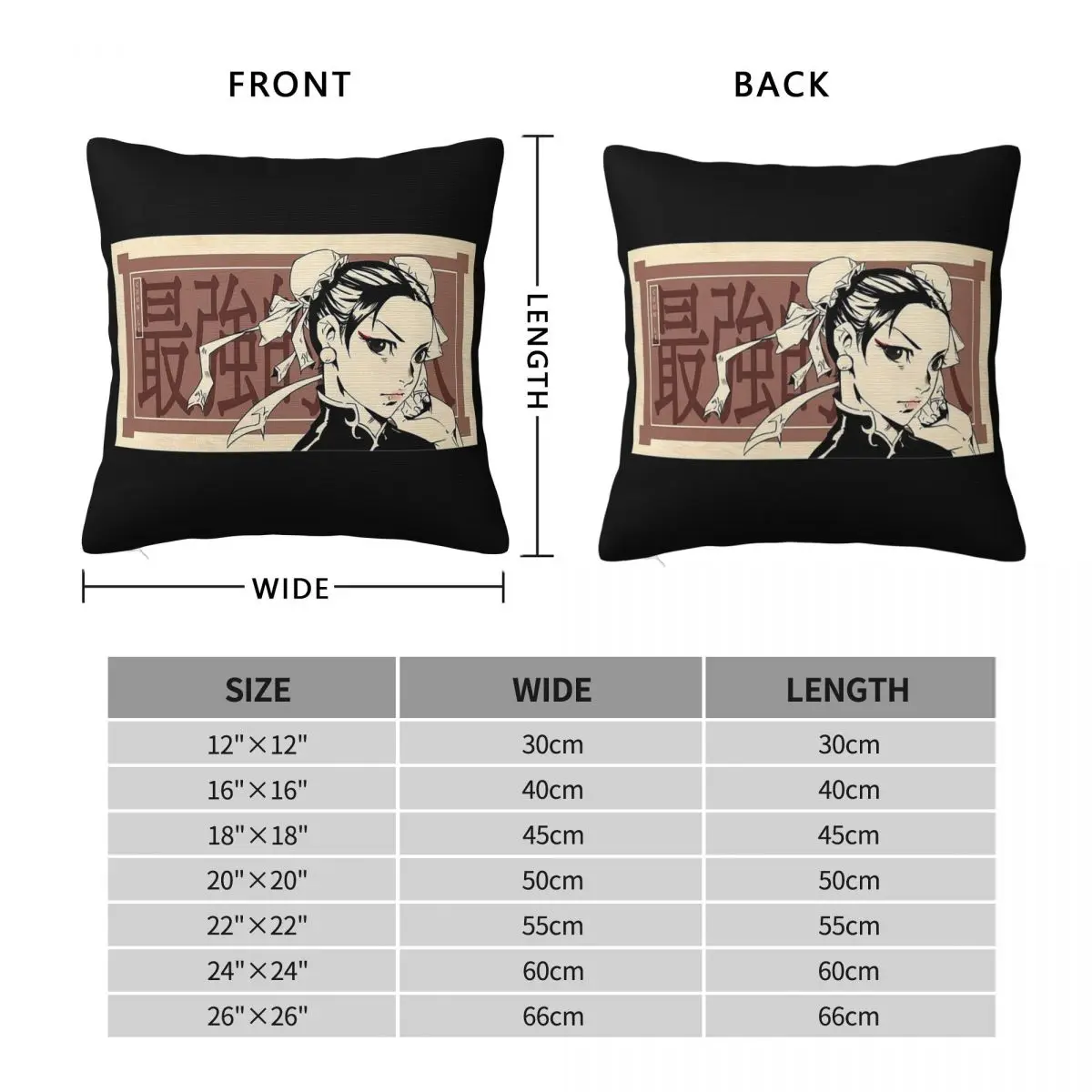 Chun-Li Street Fighter Square Pillowcase Polyester Linen Velvet Printed Zip Decorative Home Cushion Cover Wholesale
