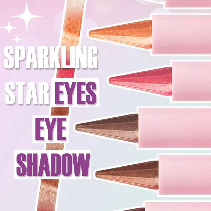 Juego de sombra de ojos brillante, 6 colores, con textura sedosa, resistente al agua, maquillaje de larga duración, resaltador de punta puntiaguda, lápiz de sombra de ojos