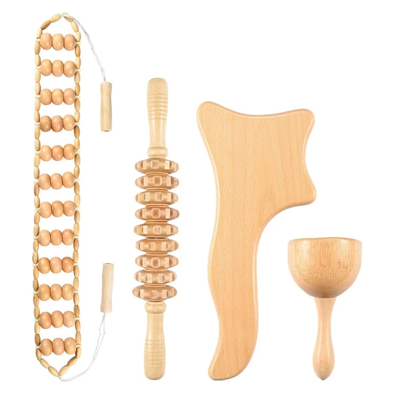 

1Set Wood Therapy Massager Tools Lymphatic Drainage Massager, Wooden Massage Roller