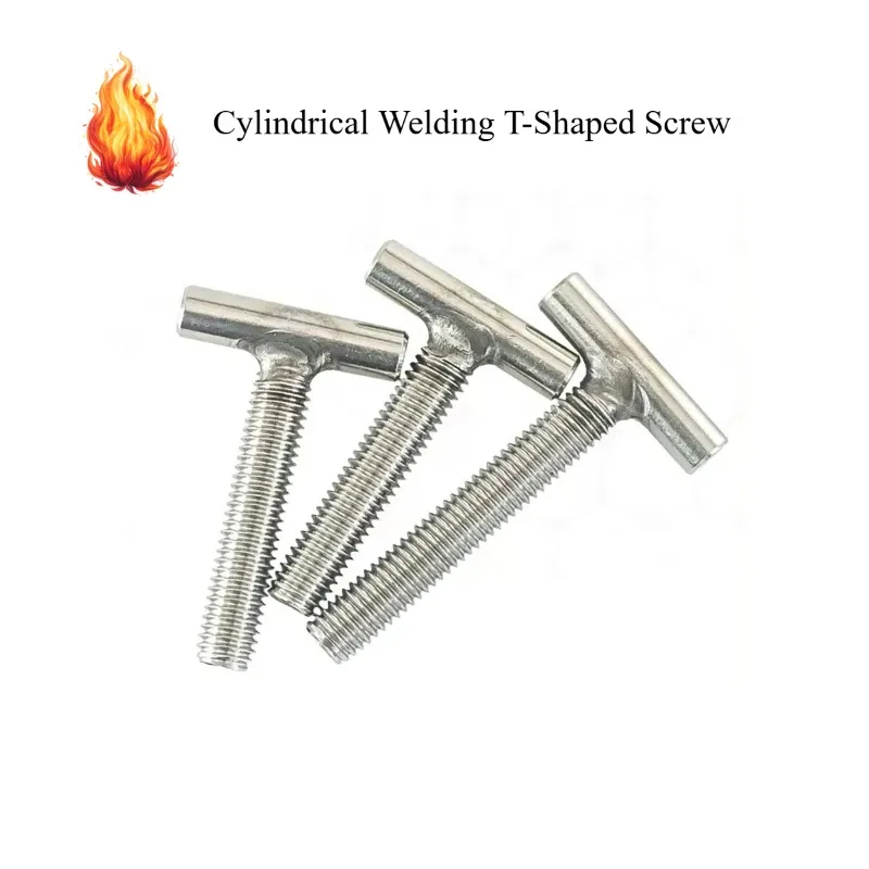 M4 M5 M6 M8 M10 T-Shape Stainless Steel Cylindrical Welding Screws / T-Bolt Hammer Head Screws for Chute Rail & T-Slot Fixtures