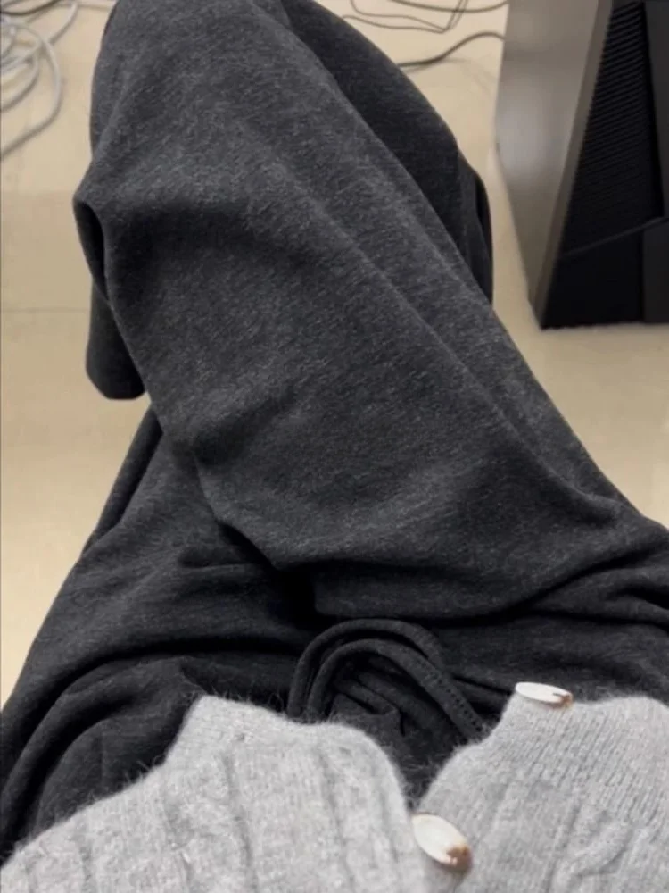 

Женские вязаные брюки больших размеров с широкими штанинами, повседневные, прямого кроя, свободные, с высокой талией, осенне-зимние, утепленные, в стиле ретро, для работы и повседневной носки