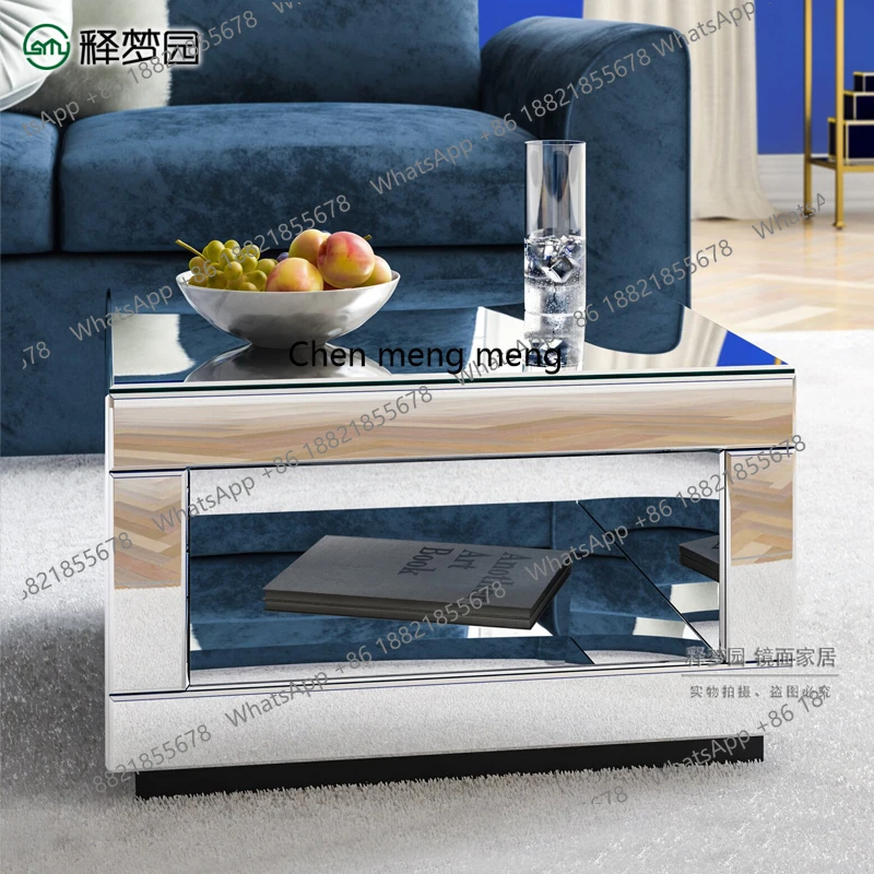 Mirror coffee table small apartment household modern living room sofa corner few simple photography props coffee table