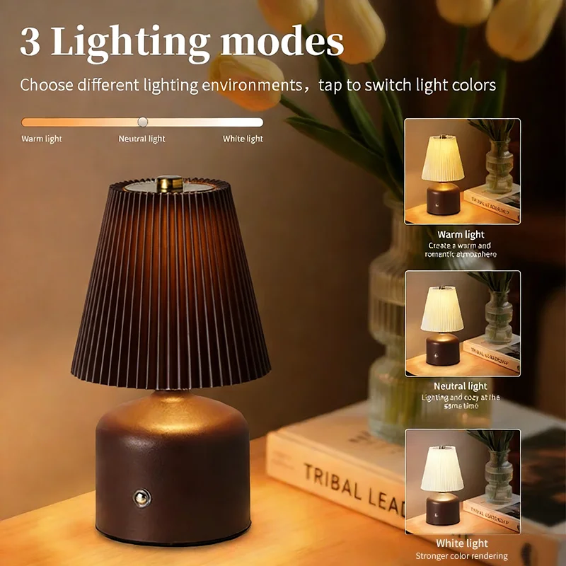 Desk Lamp Rechargeable Bedside Light Bedroom Fabric Nightlight Home Atmosphere LED Table Light Brightness Adjustable Table Lamp