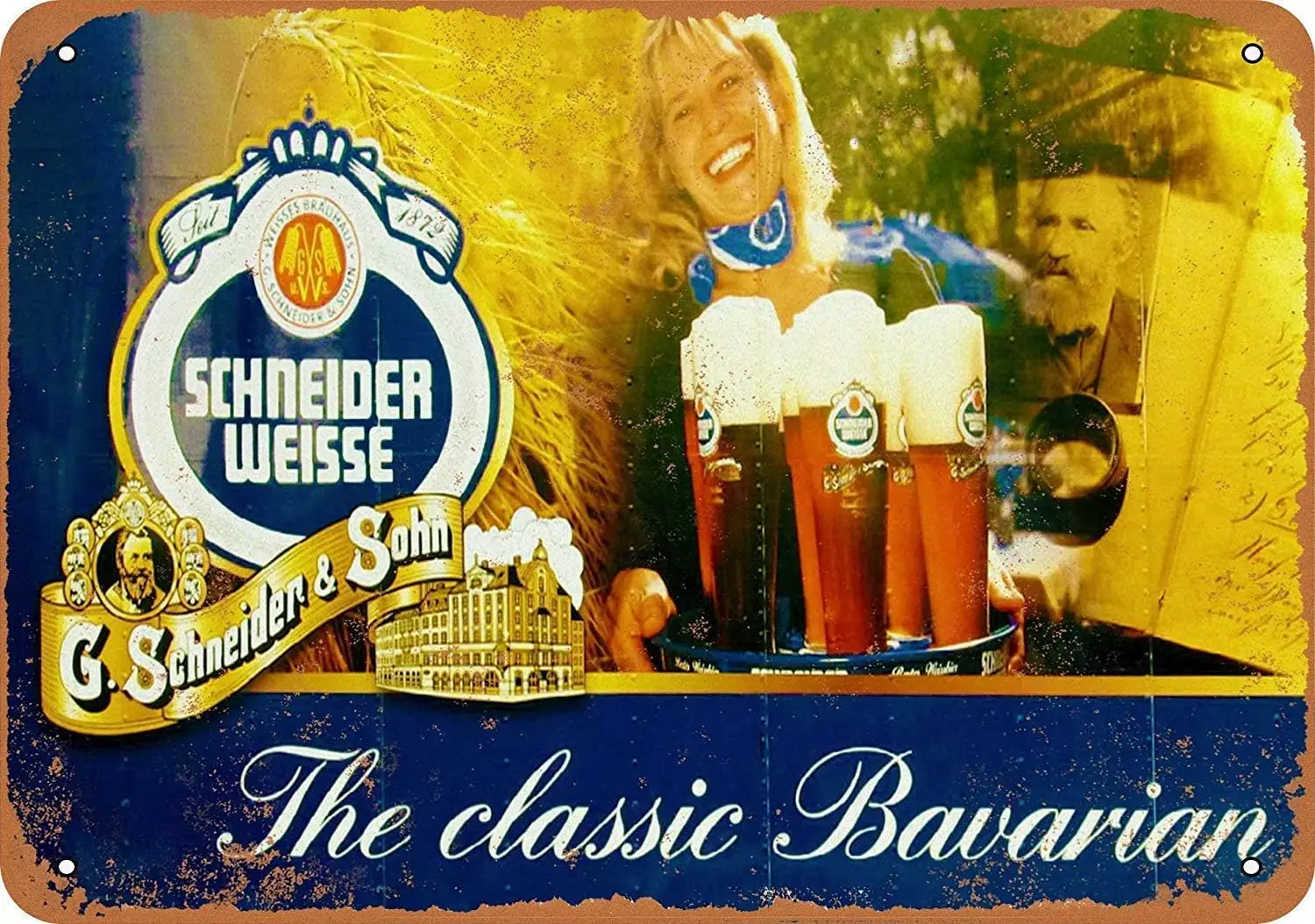 1q,Unoopler Metal Signs Schneider Weisse Beer Warning Sign | Innen/Außen | Blechschild im Vintage-Look
