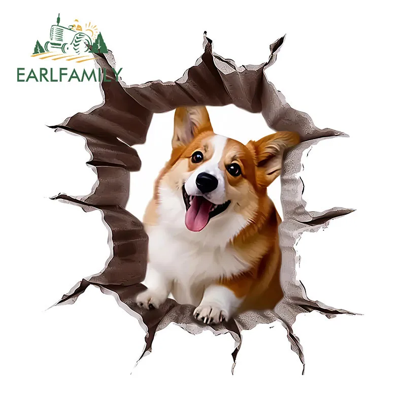 

EARLFAMILY Corgi Dog Tear Funny Car Stickers Motorcycle Laptop Suitcase Rear Windshield Vinyl Waterproof Decal