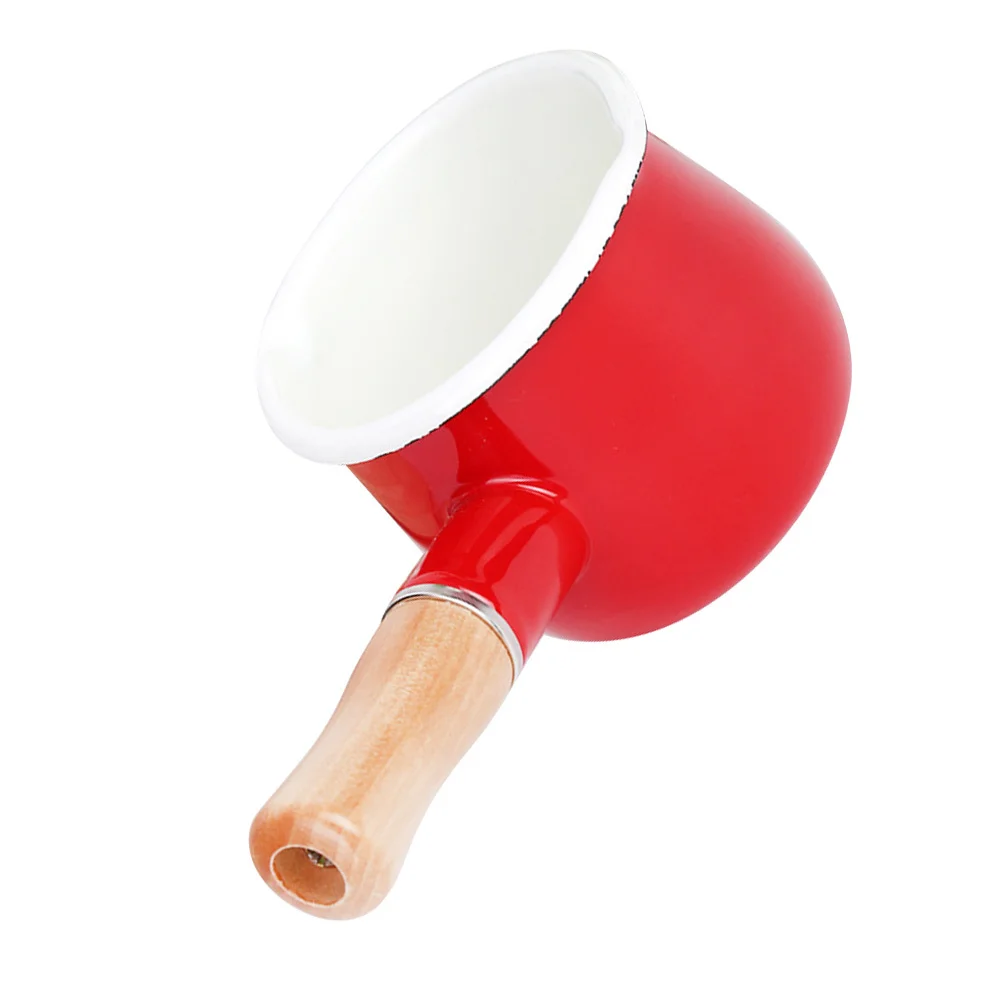 

Enamel Milk Pot Small Butter Warmer Portable Baby Food Pan Japanese Style Saucepan Flat Bottom Fast Heating Kitchen Enamelware