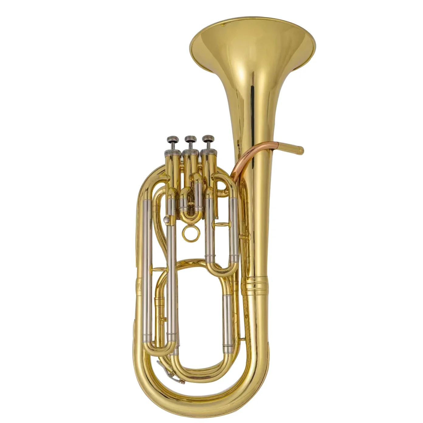 

Hot selling Bb tuning gold lacquer 3 piston high quality baritone horn