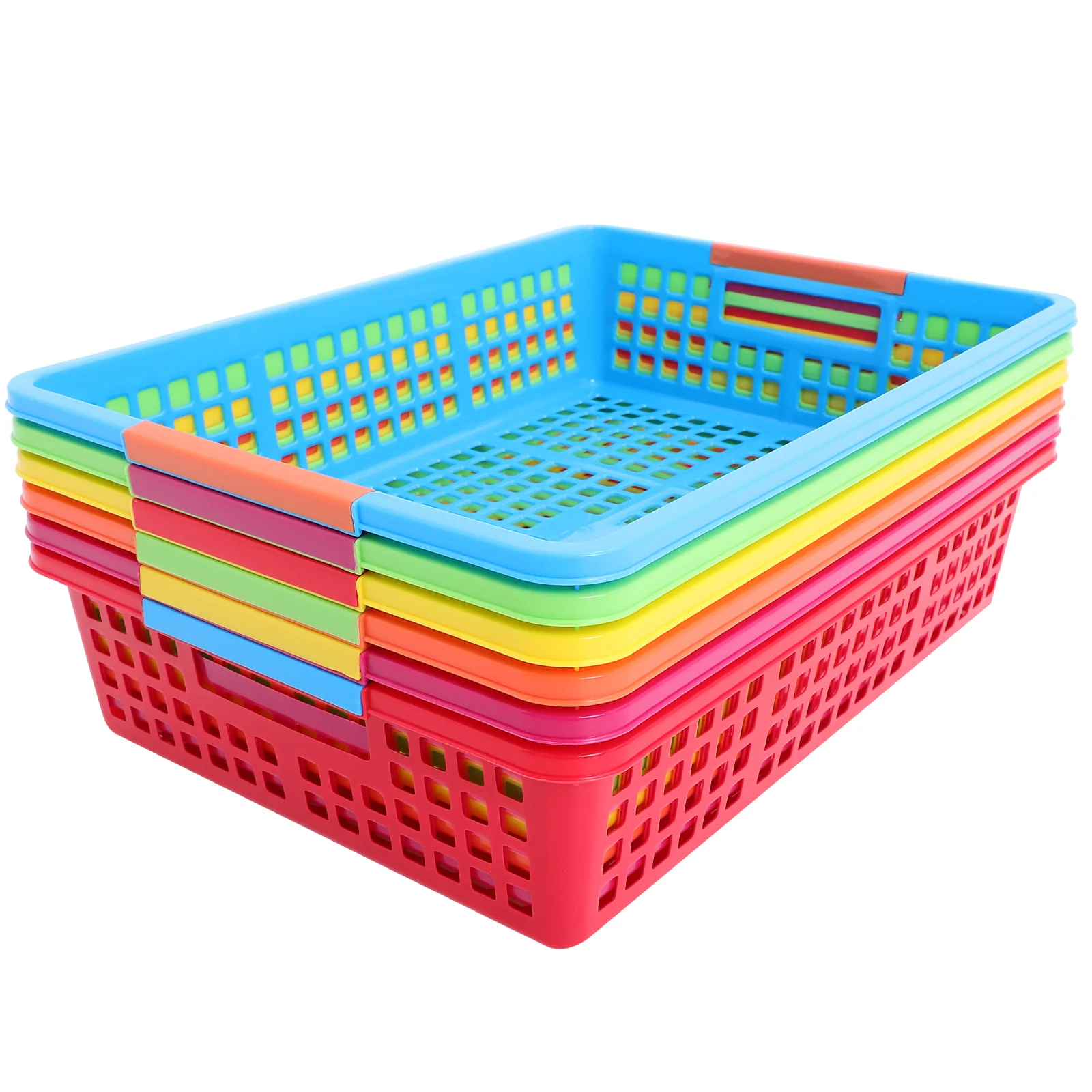 

6 Pcs Colorful PP A4 File Baskets Storage Bins for Classroom ganization Fruit Snacks Toys Paper Trays for Classroom