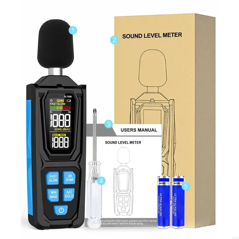 Digital Sound Level Meter 30-130dB SPL Tester LCD Screen Decibel Meter Noise Measuring Instrument HX6C