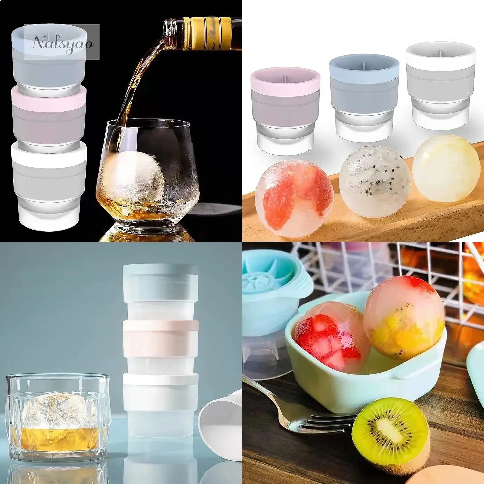 Silicone Ice Maker Food Grade Sphere Ice Mold Stackable Slow Melting DIY Ice Ball For Cocktail Whiskey Drink Home Bar