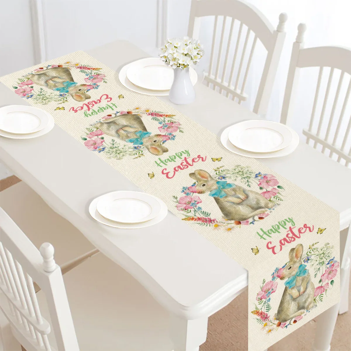 

Easter Style Table Runner Rabbit Printing Modern Home Decoration Wedding Tables Wedding Decoration Table And Room Tables Cloth