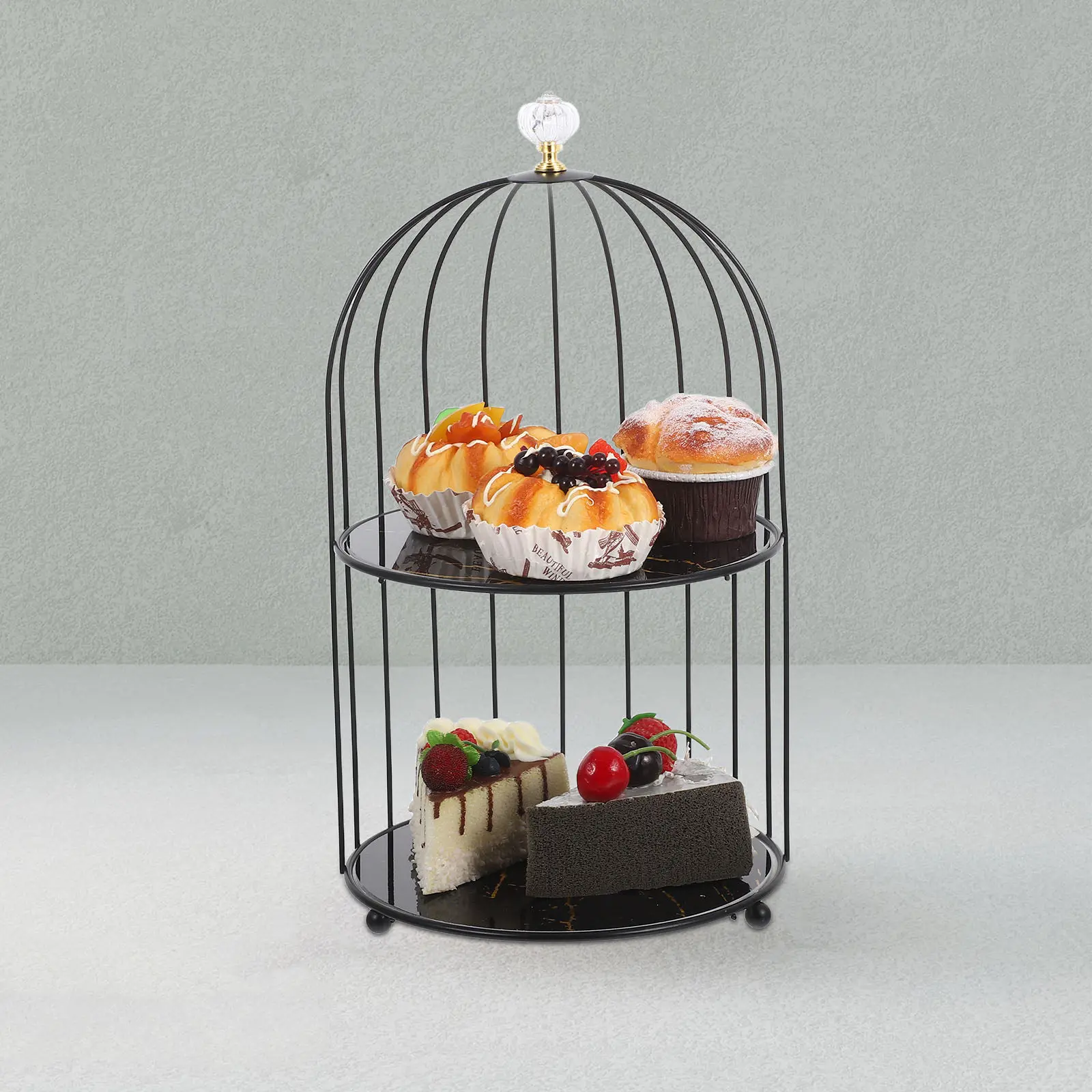 1 Tier Cupcake Stand Metal Cake Display Server Birdcage Decor For Wedding Dessert Table Centerpiece Farmhouse Fruit Bowl Serving