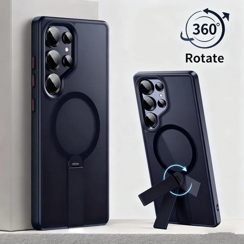360 Hidden Metal Stand Magnetic Case for Magsafe Samsung Galaxy S25 Ultra S24 Plus S25Ultra S24Ultra S24+ Mag Safe Phone Cover