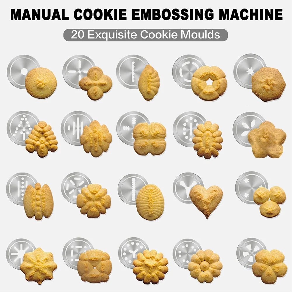 Cookie Press Gun Kit  Aluminum Cookie Churros Maker Christmas Spritz Cookie Press Gun 10/20 Cookie Discs and 4 Icing Nozzles