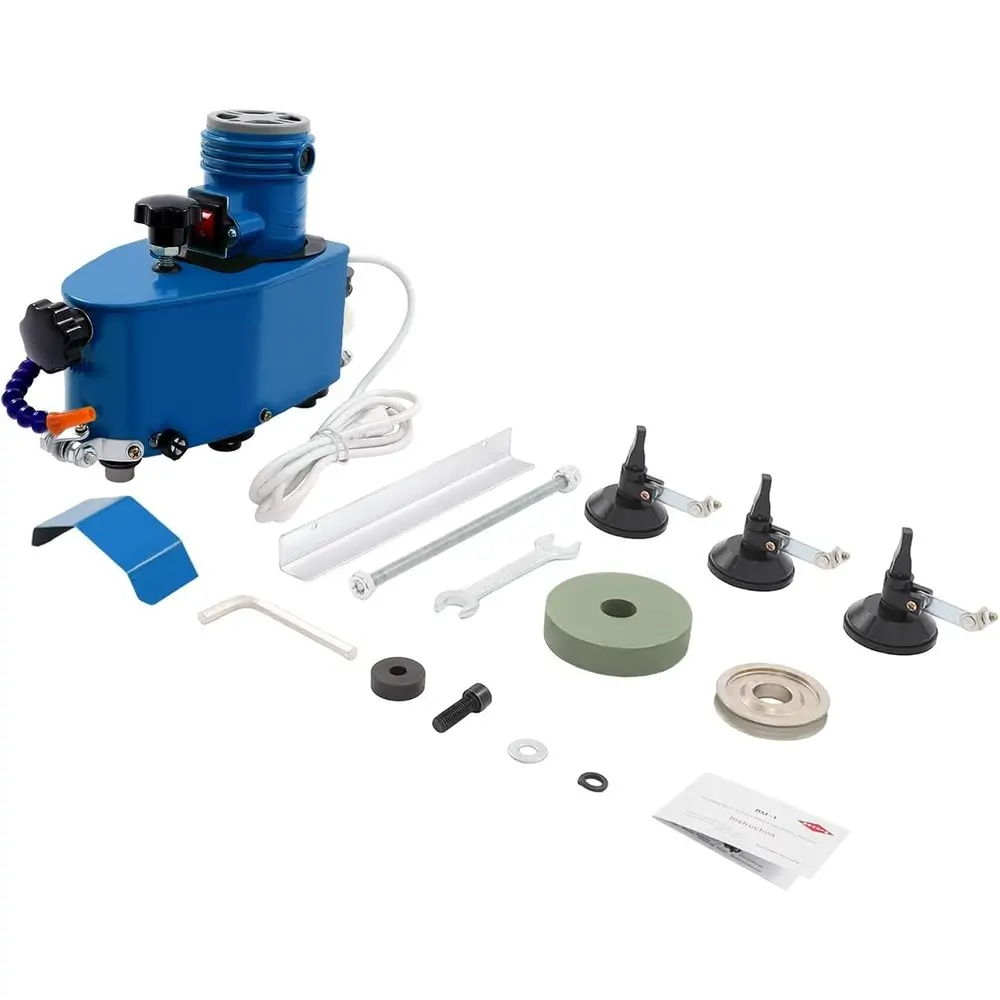 مطحنة وملمع حافة زجاجية محمولة 1100 وات للحجر والسيراميك، سمك 3-20 مم، 8000 دورة في الدقيقة، عجلات متعددة الأشكال، أزرق